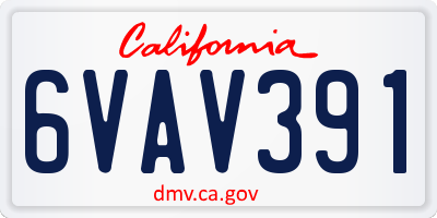 CA license plate 6VAV391