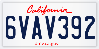 CA license plate 6VAV392
