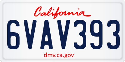 CA license plate 6VAV393