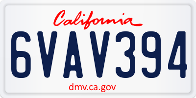 CA license plate 6VAV394