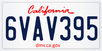 CA license plate 6VAV395