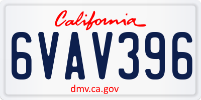 CA license plate 6VAV396