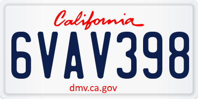 CA license plate 6VAV398