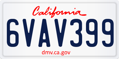 CA license plate 6VAV399