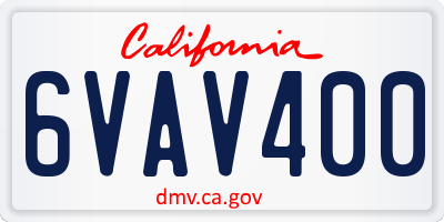 CA license plate 6VAV400
