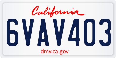 CA license plate 6VAV403