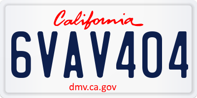 CA license plate 6VAV404