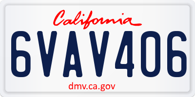 CA license plate 6VAV406