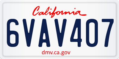 CA license plate 6VAV407