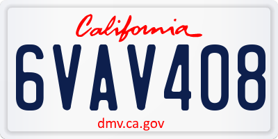 CA license plate 6VAV408