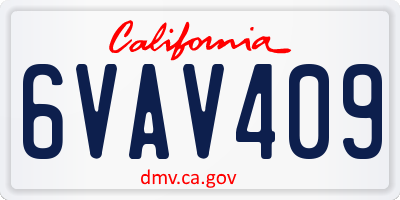 CA license plate 6VAV409