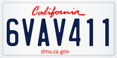 CA license plate 6VAV411