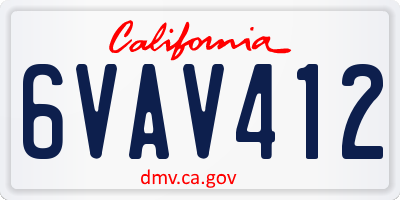 CA license plate 6VAV412