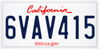 CA license plate 6VAV415