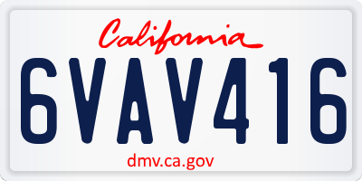 CA license plate 6VAV416