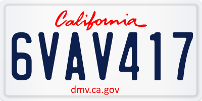 CA license plate 6VAV417
