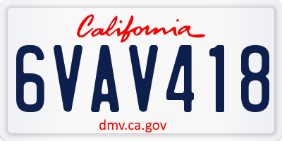 CA license plate 6VAV418