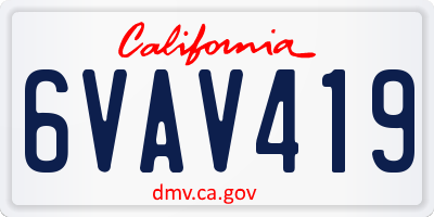 CA license plate 6VAV419