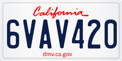 CA license plate 6VAV420