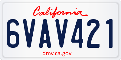CA license plate 6VAV421