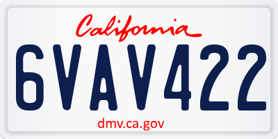 CA license plate 6VAV422