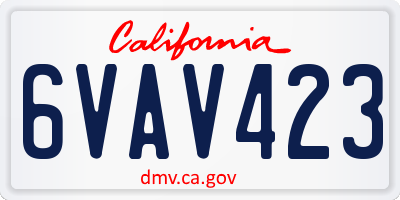 CA license plate 6VAV423