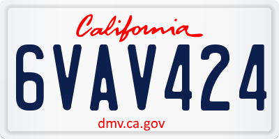 CA license plate 6VAV424