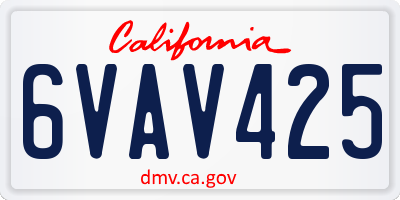 CA license plate 6VAV425