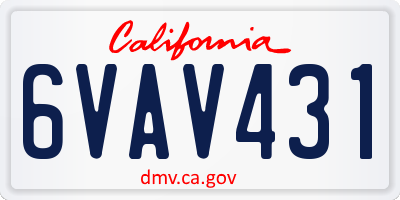 CA license plate 6VAV431