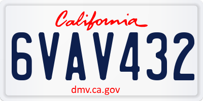 CA license plate 6VAV432