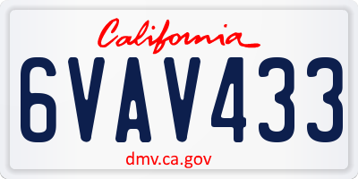 CA license plate 6VAV433