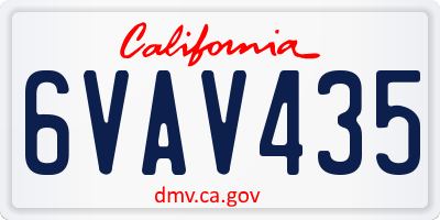 CA license plate 6VAV435