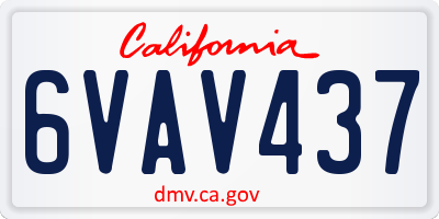 CA license plate 6VAV437