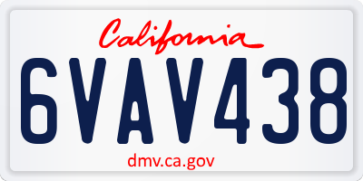 CA license plate 6VAV438