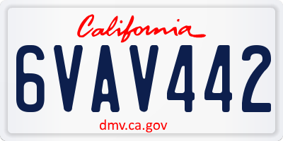 CA license plate 6VAV442