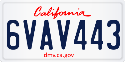 CA license plate 6VAV443