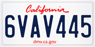 CA license plate 6VAV445