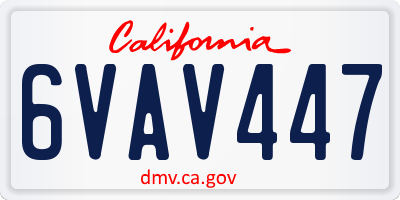 CA license plate 6VAV447