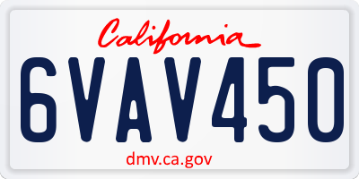 CA license plate 6VAV450