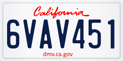 CA license plate 6VAV451