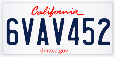 CA license plate 6VAV452