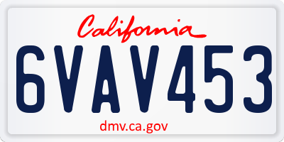CA license plate 6VAV453