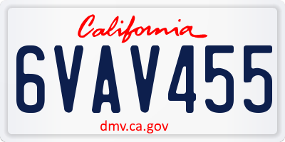 CA license plate 6VAV455