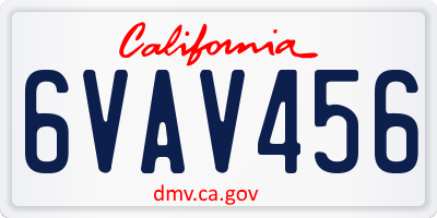 CA license plate 6VAV456