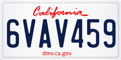 CA license plate 6VAV459