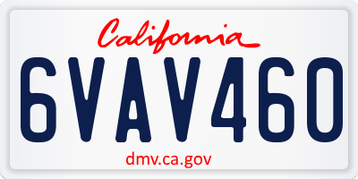 CA license plate 6VAV460