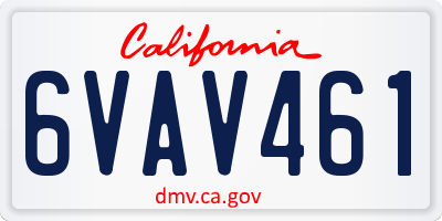 CA license plate 6VAV461
