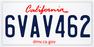CA license plate 6VAV462