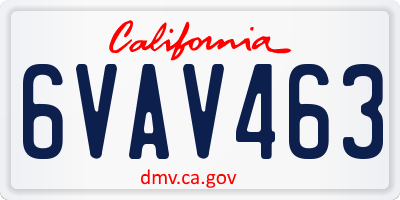 CA license plate 6VAV463