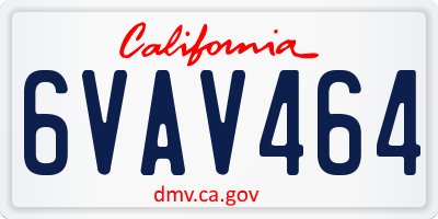 CA license plate 6VAV464